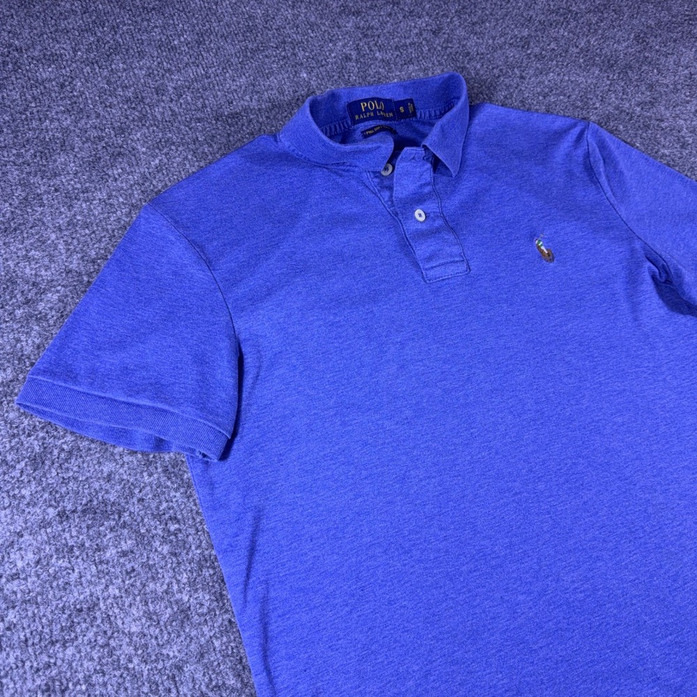Polo Ralph Lauren Mens Small Blue Pima Cotton Short Sleeve Polo Shirt